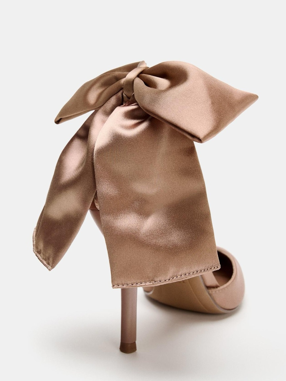 Zara Satin Pointed-Toe Ankle-Strap Pump in Nude Blush - Picture 2 of 3